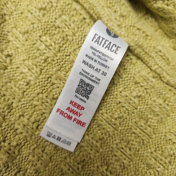 Fat Face Open Front Knit Cardigan Size 6 Yellowish Green - Picture 8 of 11